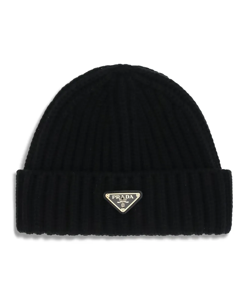 Prada Women's Beanie Hat Black Virgin Wool Black