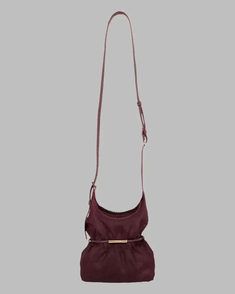 Balmain Sphynx Calfskin Leather Shoulder Bag — Burgundy Burgundy