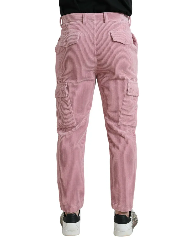 Dolce & Gabbana Corduroy Cotton Stretch Cargo Pants — Pink Pink