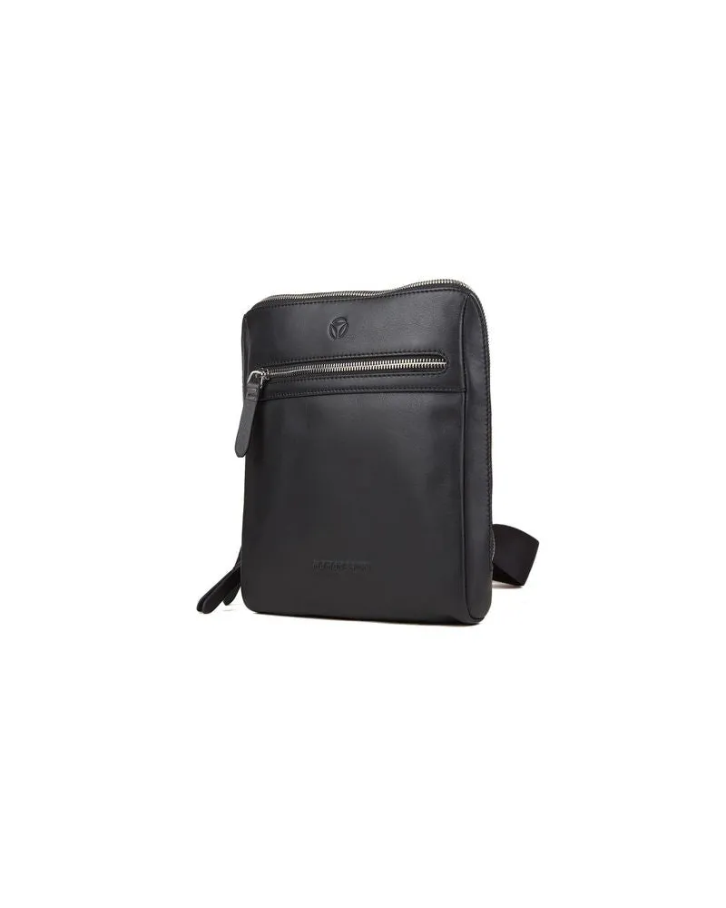 MOMO DESIGN Men's Shoulder Bag Black Genuine Leather - Shoulder-Bags Black