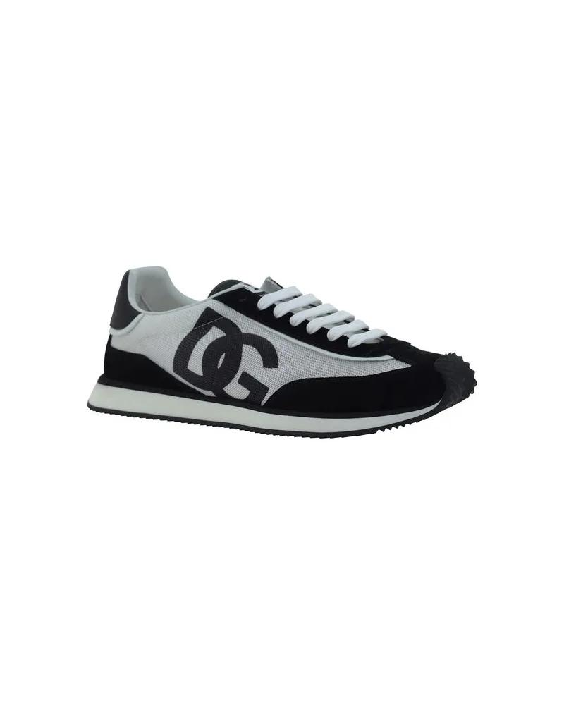 Dolce & Gabbana Men's White Fabric Athletic Sneakers White