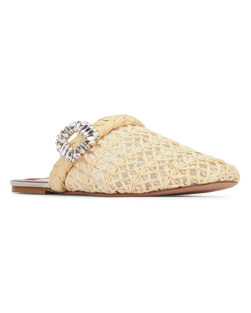 Roger Vivier Women's Bab Viv Strass Buc Raffia Sling C209desertoscuc002avorio Slippers Flat Shoes Beige