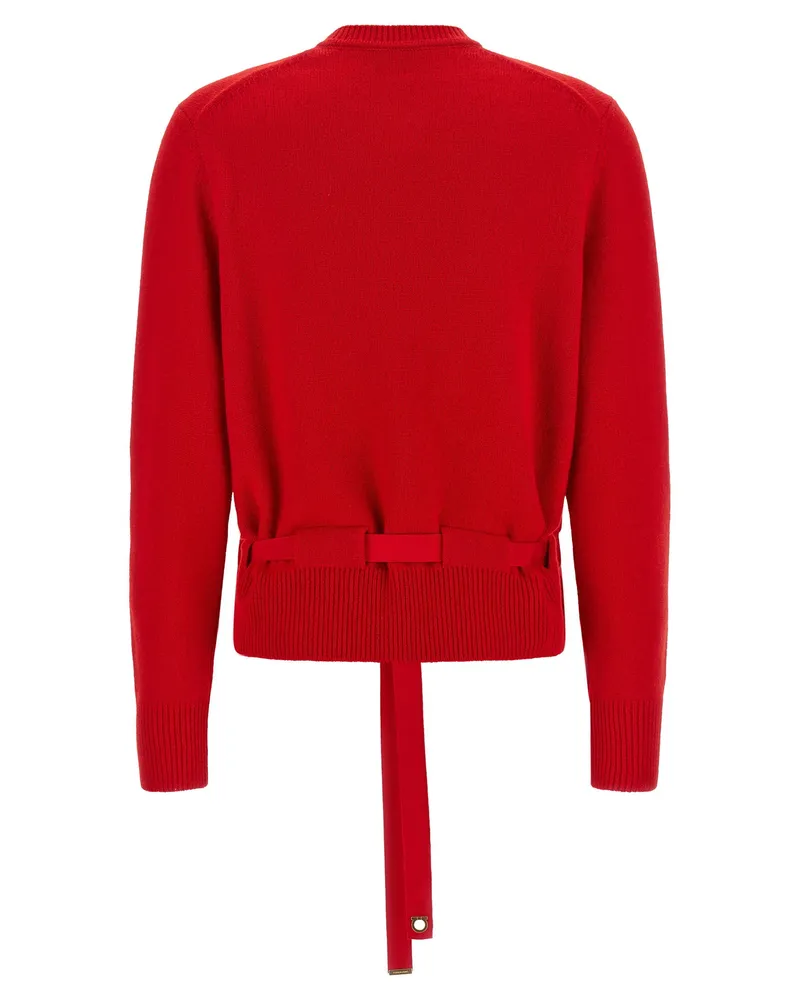 Ferragamo Belted Cashmere Cardigan — Red Red