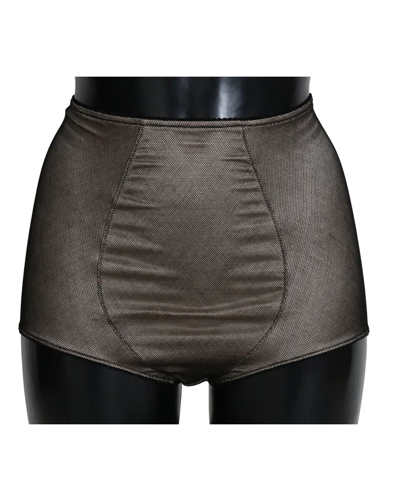 Dolce & Gabbana Women's Bottoms Underwear Beige With Black Net Cotton Clothing Beige