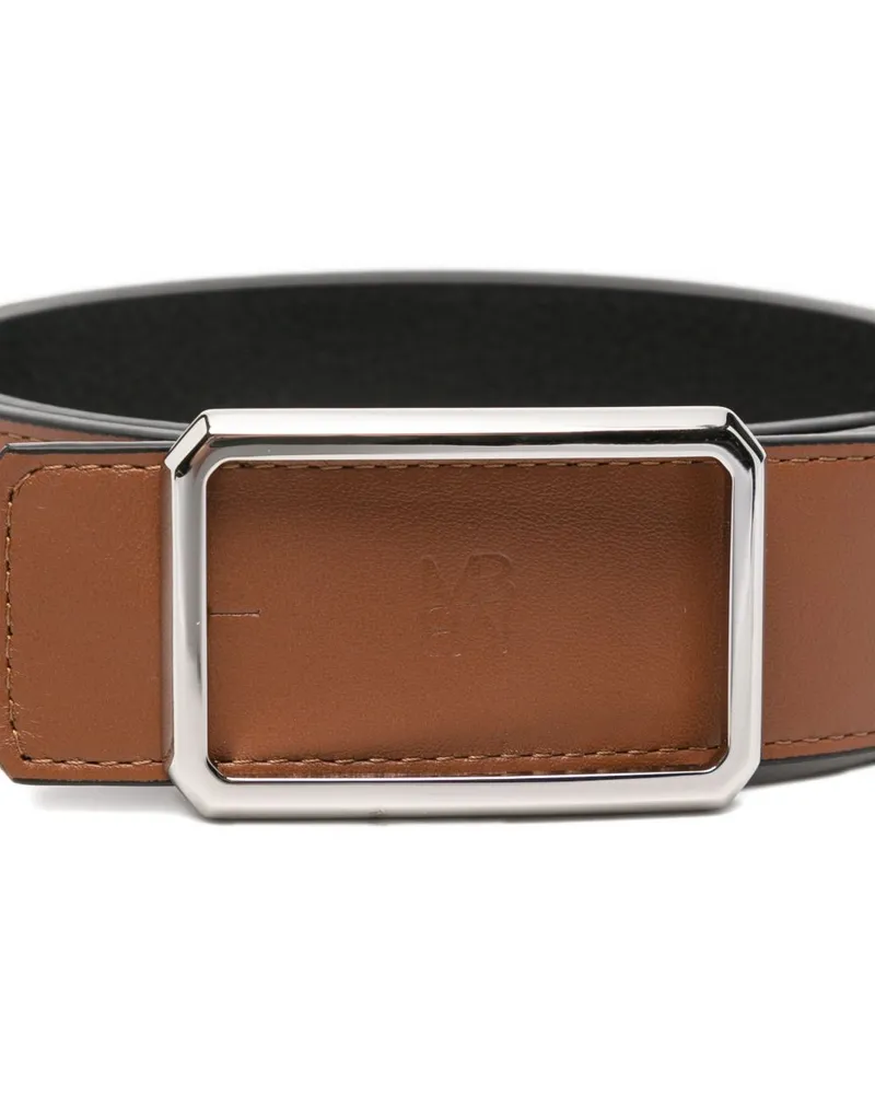 Maison Boinet Leather Rectangular Buckle Belt — Brown Brown