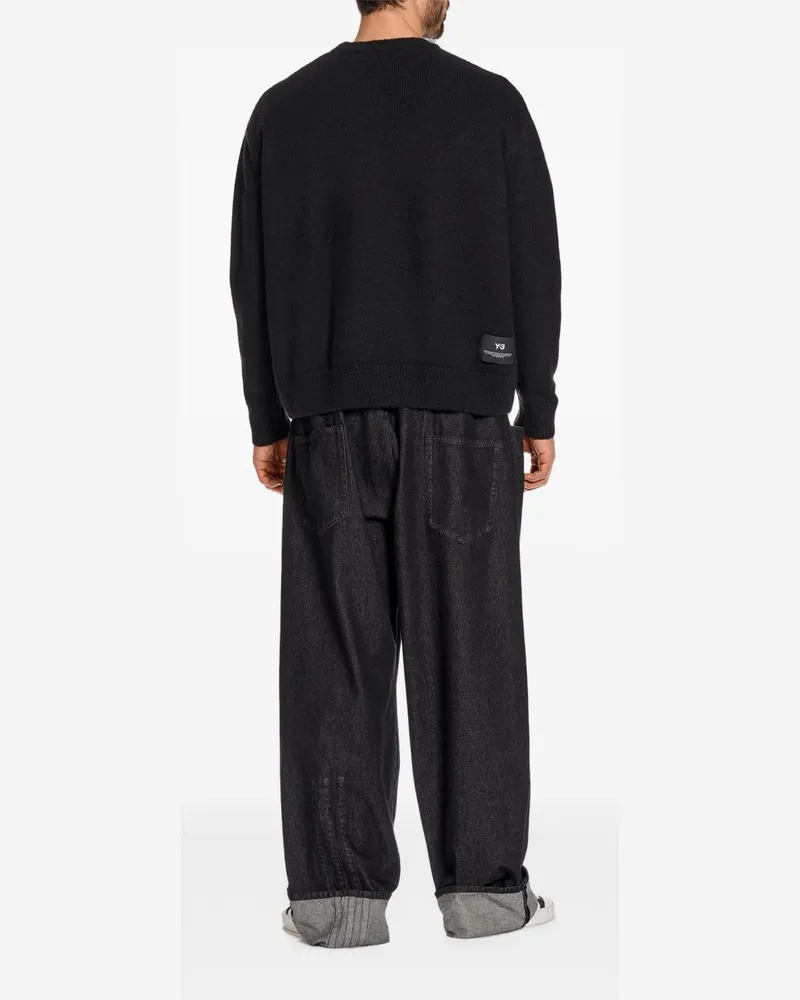 Y-3 Skull-Graphic Wool Blend Sweater — Black Black