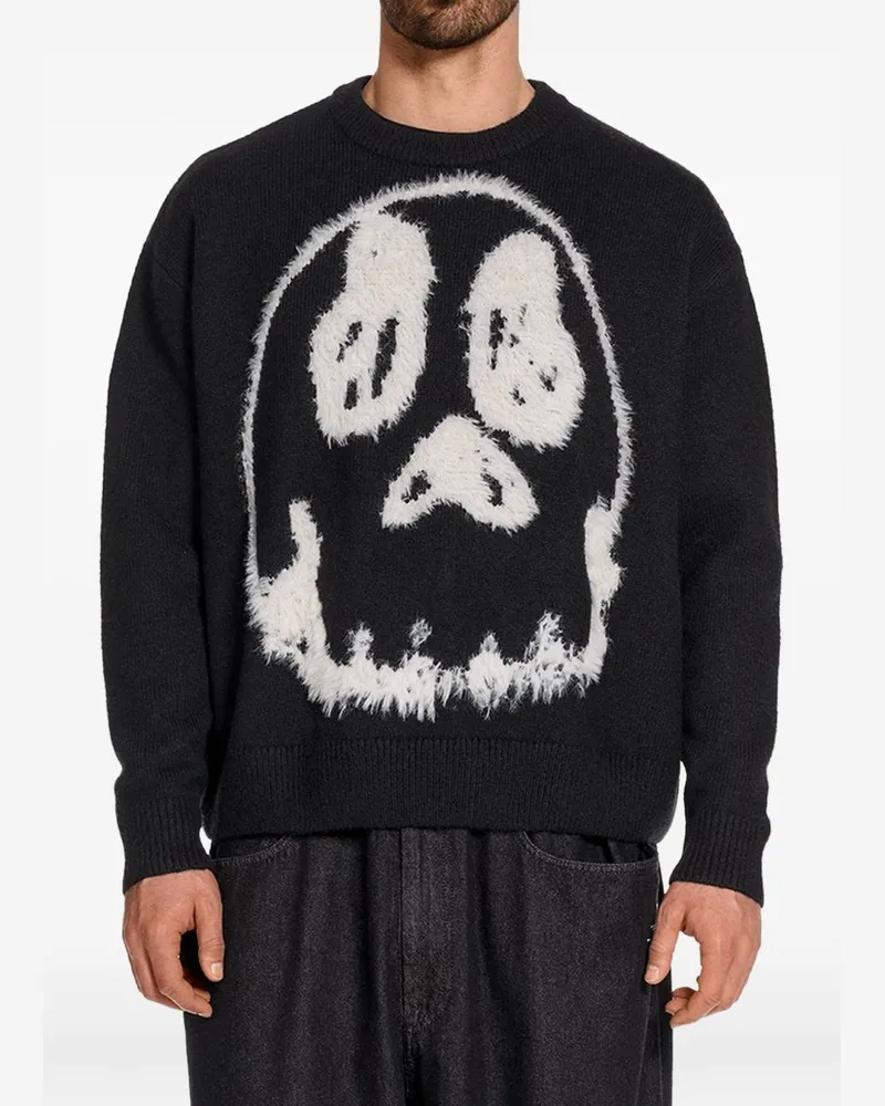 Y-3 Skull-Graphic Wool Blend Sweater — Black Black