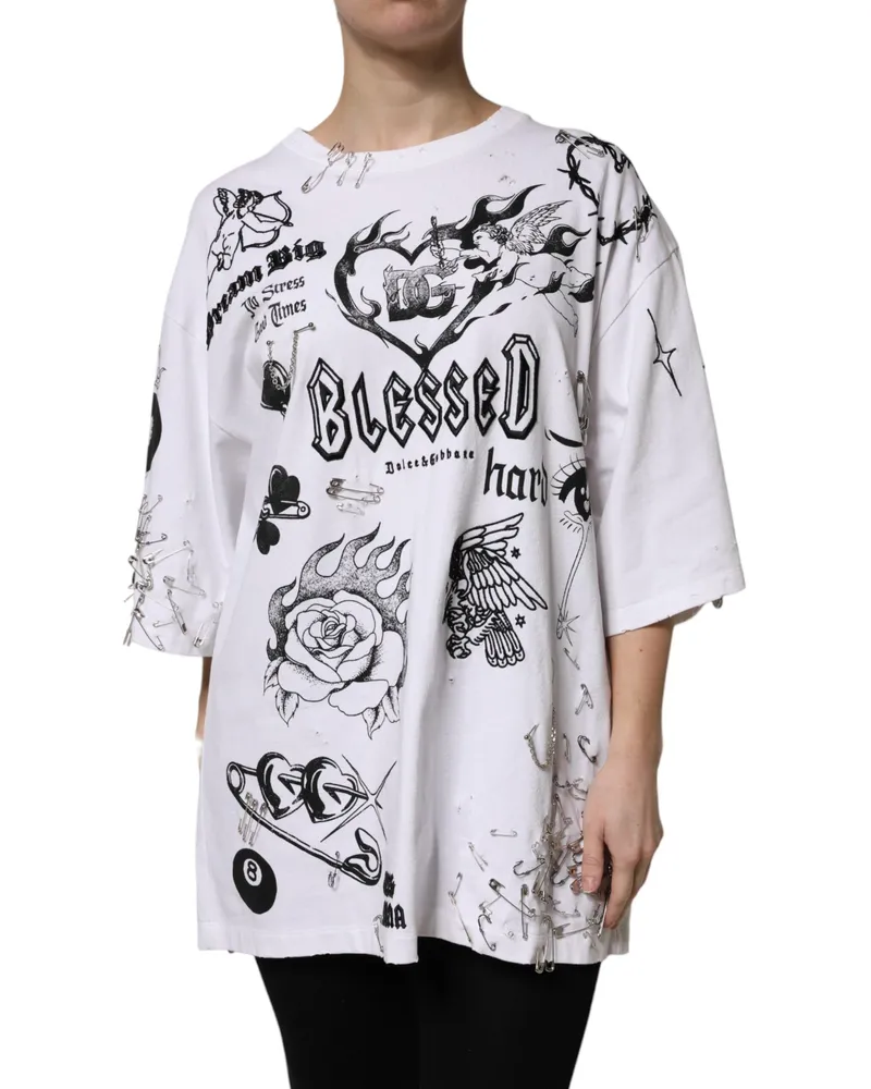 Dolce & Gabbana Women's White Cotton Dg Blessed Printed T-Shirt White