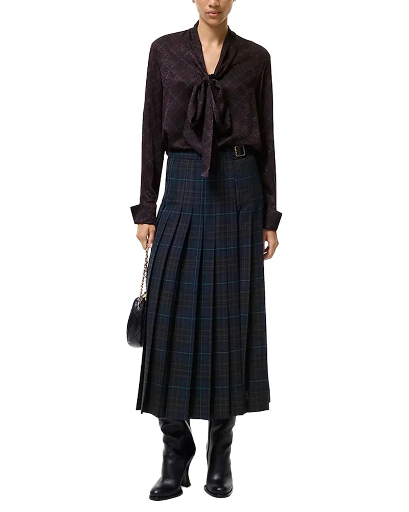 Burberry Wool-Blend Pleated Skirt 