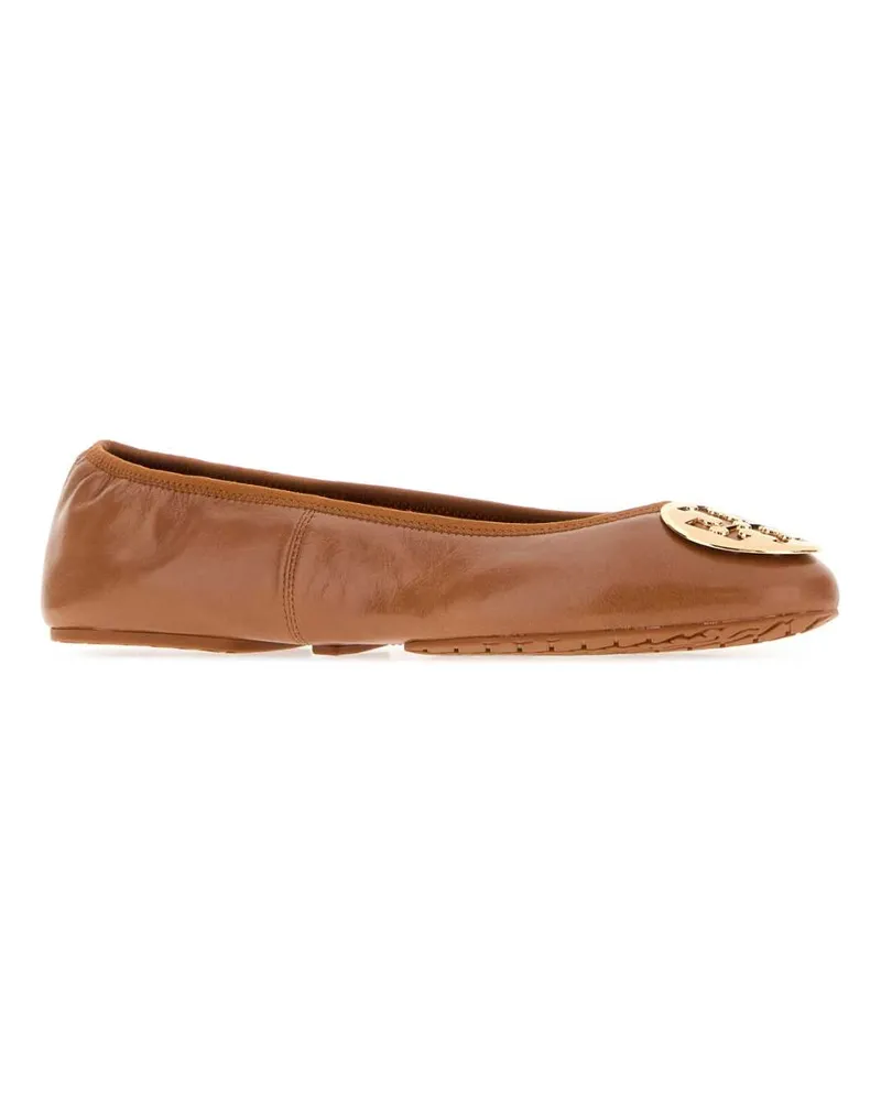 Tory Burch Women's Caramel Nappa Leather Reva Ballerinas Tan Ballerine Flat Shoes Caramel
