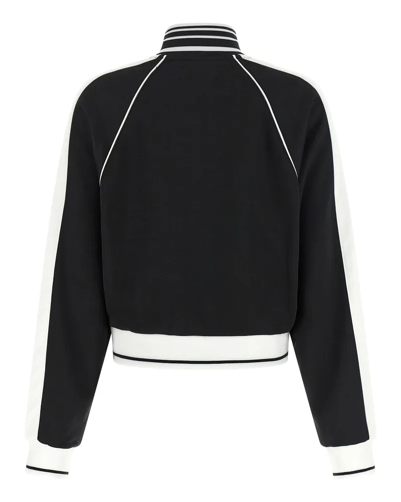 Amiri Logo-Embroidered Cropped Track Sweatshirt — Black Black