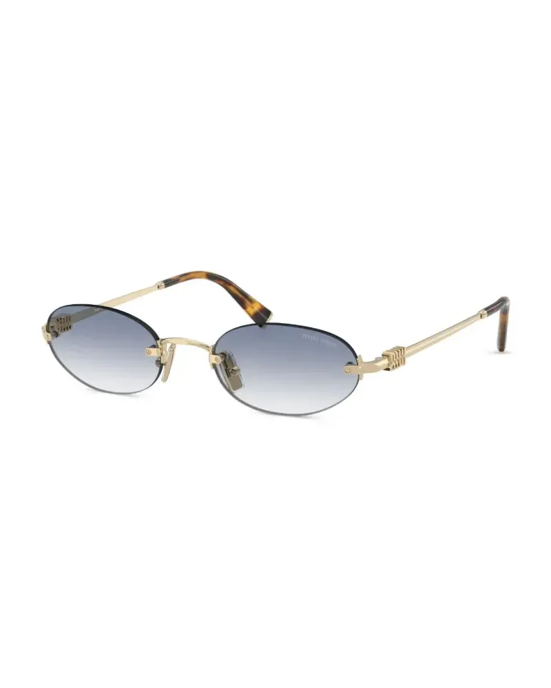 Miu Miu SMUA54ZVN80O Oval Metal Sunglasses — Gold Gold