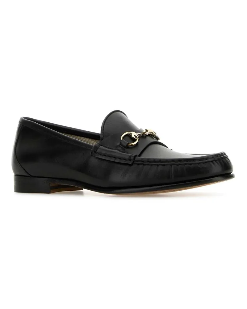 Gucci Women's Black Leather Loafers Blackblack Calf Skin Mocassini Black