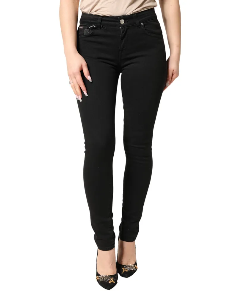 Dolce & Gabbana Women's Black Cotton Stretch Skinny Denim Jeans Spandex Clothing Black