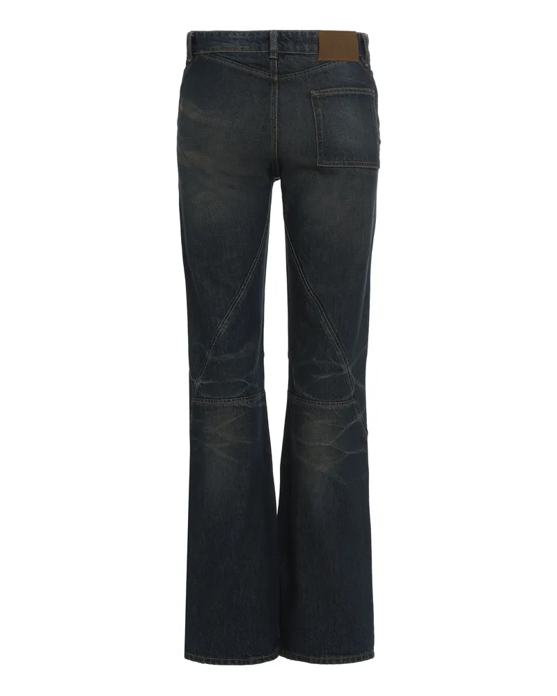 Our Legacy Women's Flared Jeans With Moto Cut Blue Cotton Blue