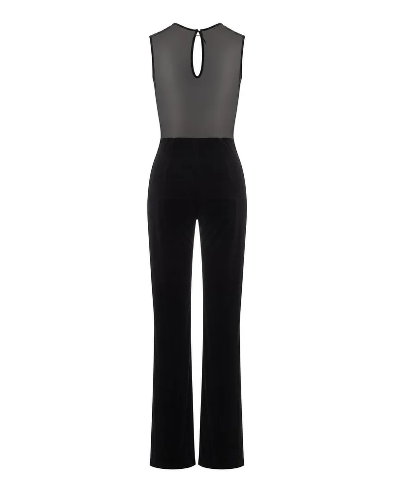 Patrizia Pepe Velvet with Tulle Pant Suit — Black Black