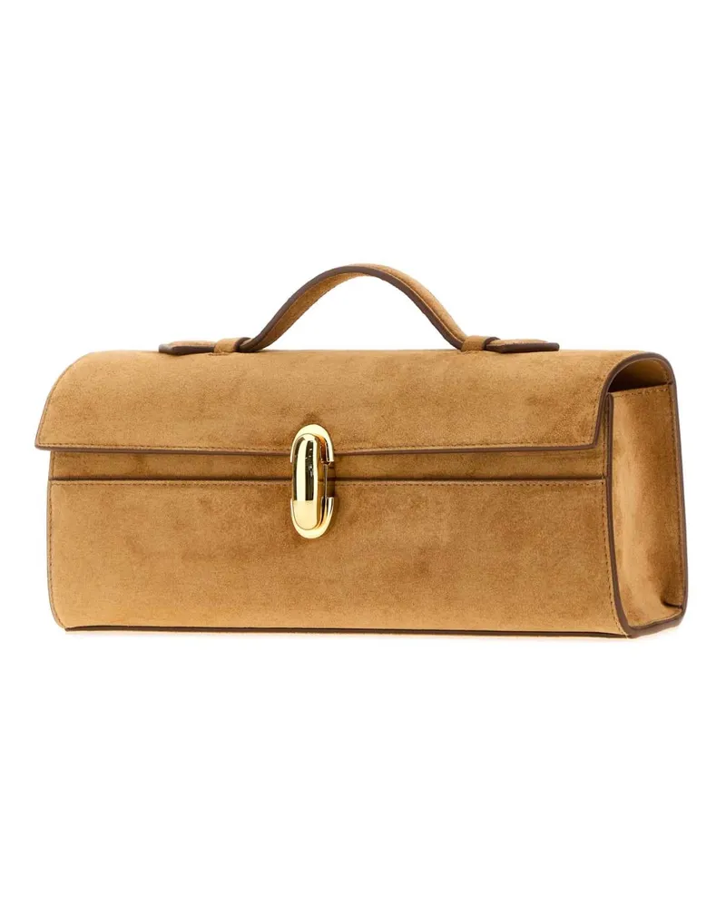 SAVETTE Women's Camel Suede Slim Symmetry Handbag Saddle Borse A Mano Bag Beige