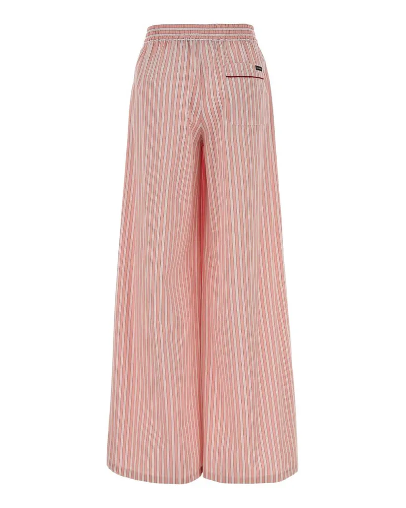 Dolce & Gabbana Women's Embroidered Poplin Wide-Leg Pant Rigato Exterior: Cotton Silk Pantaloni Trousers Pink