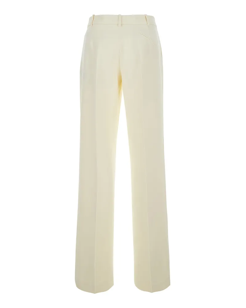 Federica Tosi Women's Pleated Flare Trousers White Polyester White