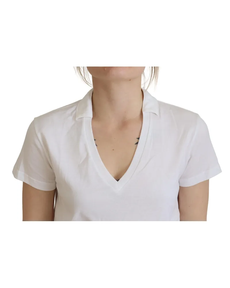 Dolce & Gabbana Women's White Short Sleeve V-Neck Cotton Top Blouse T-Shirt White