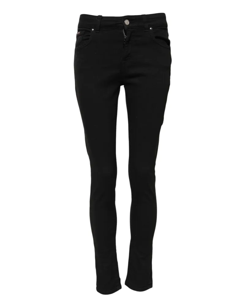 Dolce & Gabbana Women's Black Cotton Casual Skinny Denim Jeans Spandex Clothing Black