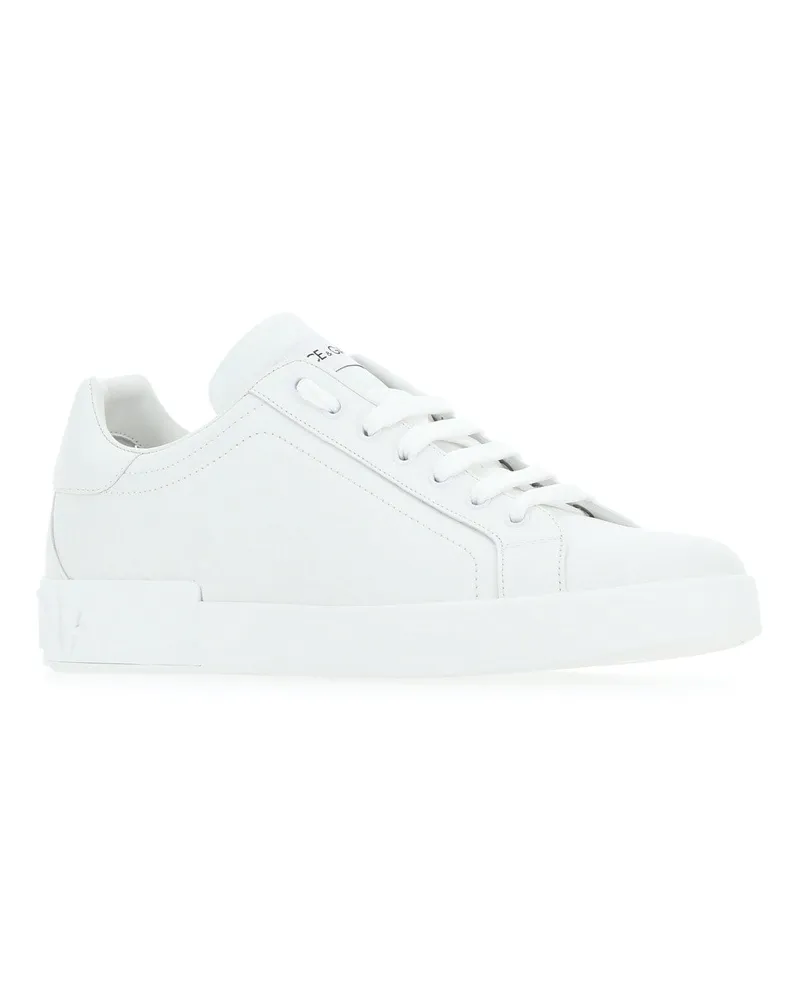 Dolce & Gabbana Leather Low-Top Sneaker — White Bianco