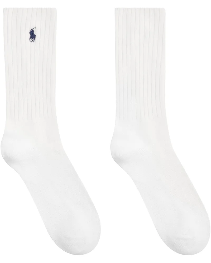 Ralph Lauren Logo-Embroidered Cotton Socks — White White