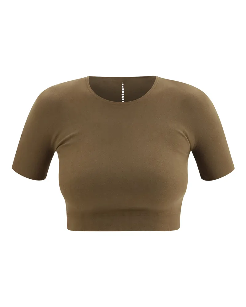 Wolford Seamless Warp-Knit Fitted T-Shirt — Green Green