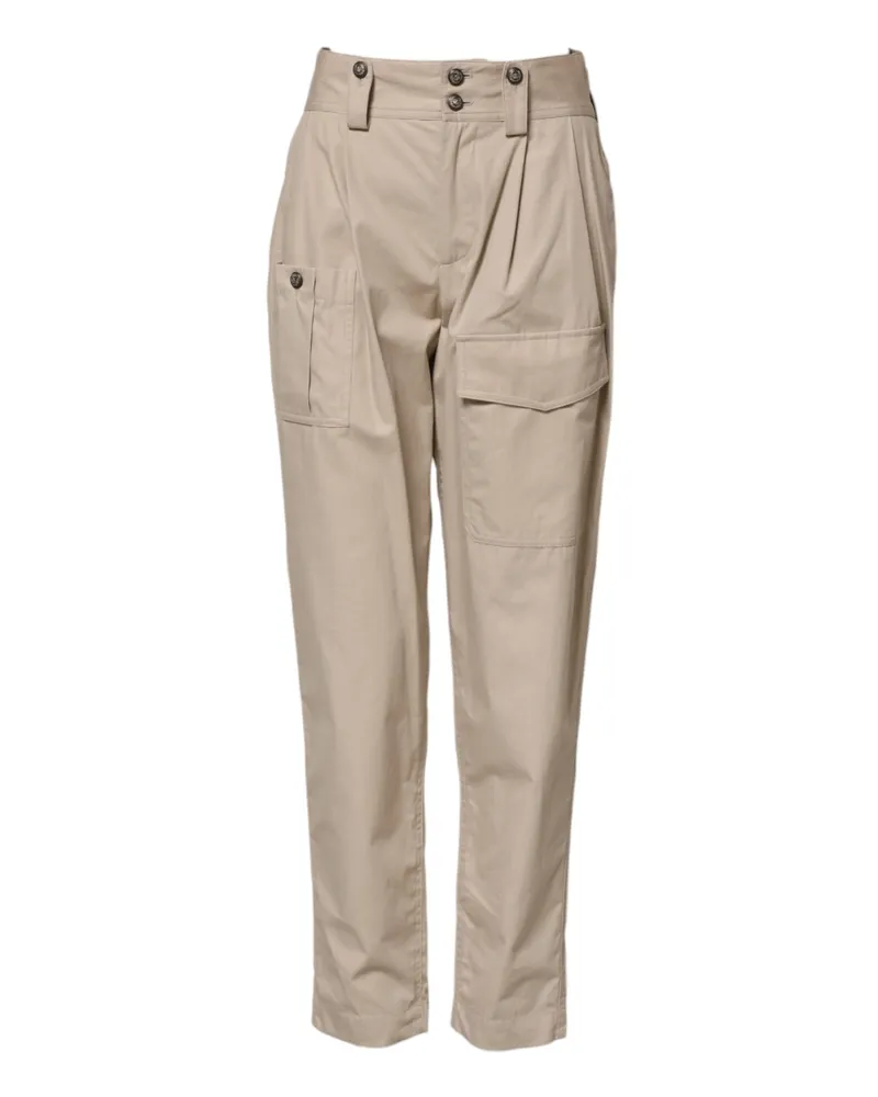 Dolce & Gabbana Women's Beige Cotton High Waisted Pants Beige