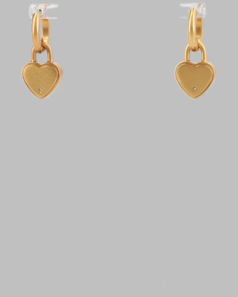 Marc Jacobs Heart Padlock Earrings — Gold Gold