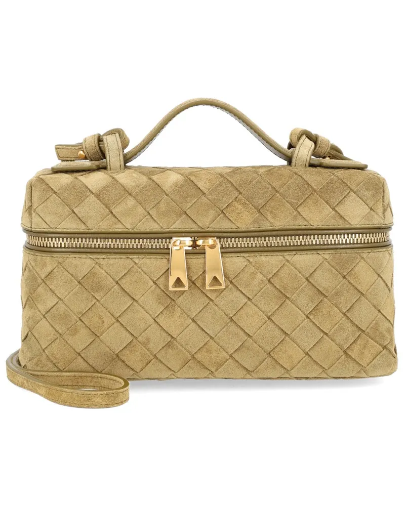 Bottega Veneta Women's Vanity Case Bang Green Leather Handbags Hand Bags Gold