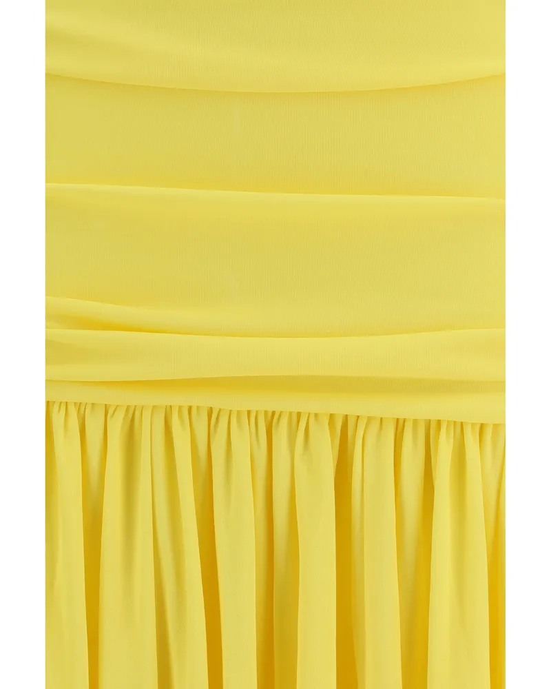 Jacquemus Women Pleated Midi Dress Yellow Viscose Yellow