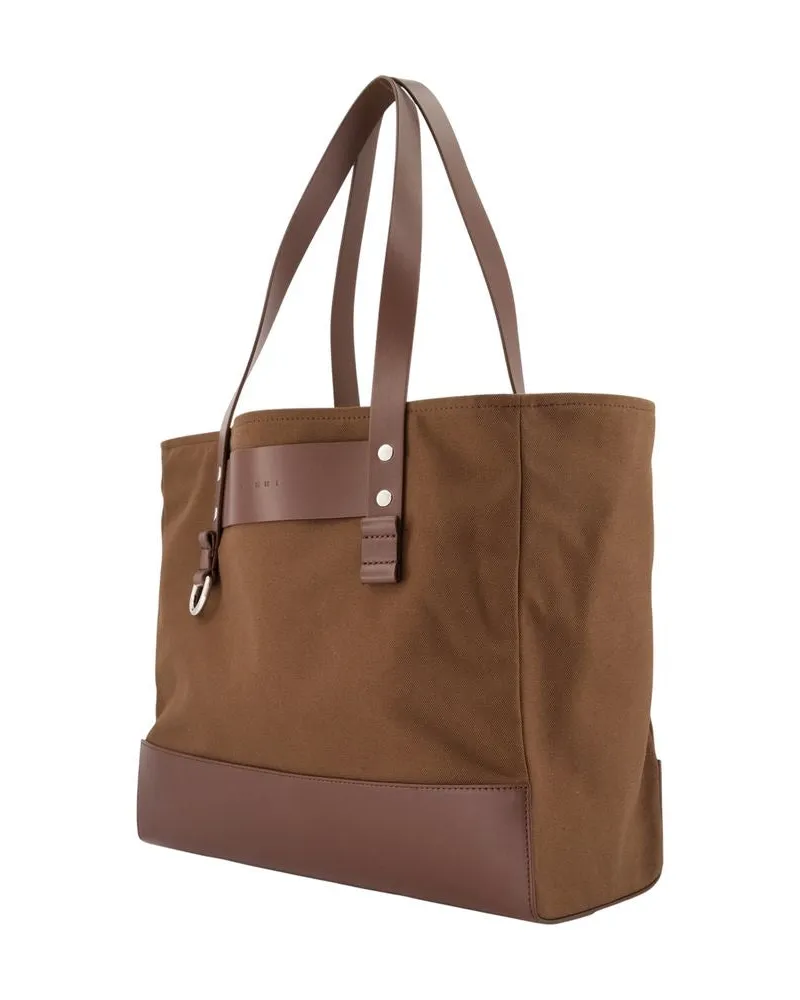 Marni Men's Canvas And Leather-Trimmed Tote Brown Cotton Brown