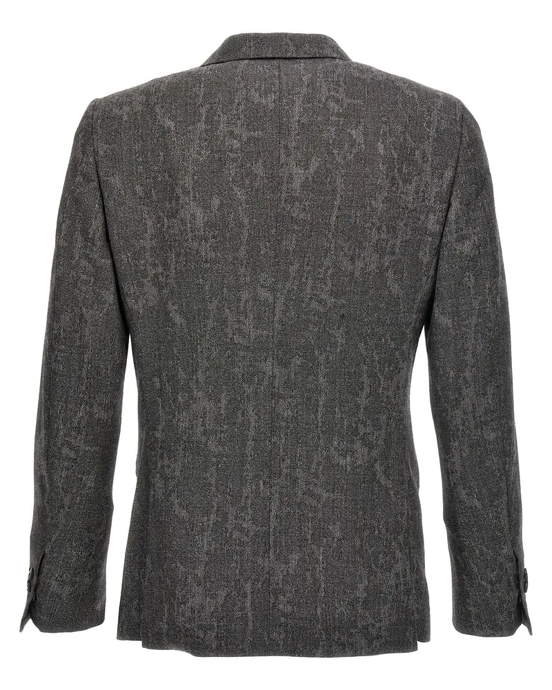 Maurizio Miri Double-Breasted Wool Blazer — Charcoal Grey