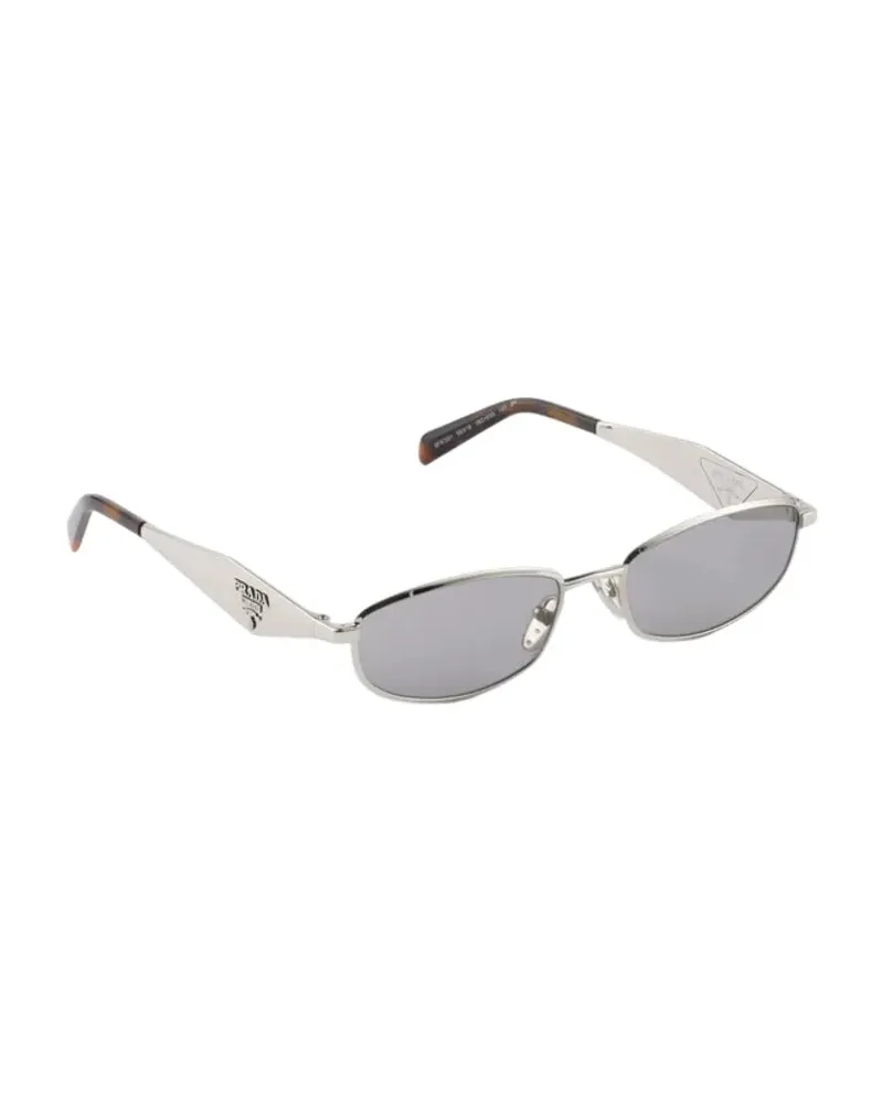 Prada SPRD51C055E1BC Metal Oval Frame Sunglasses — Gray Gray