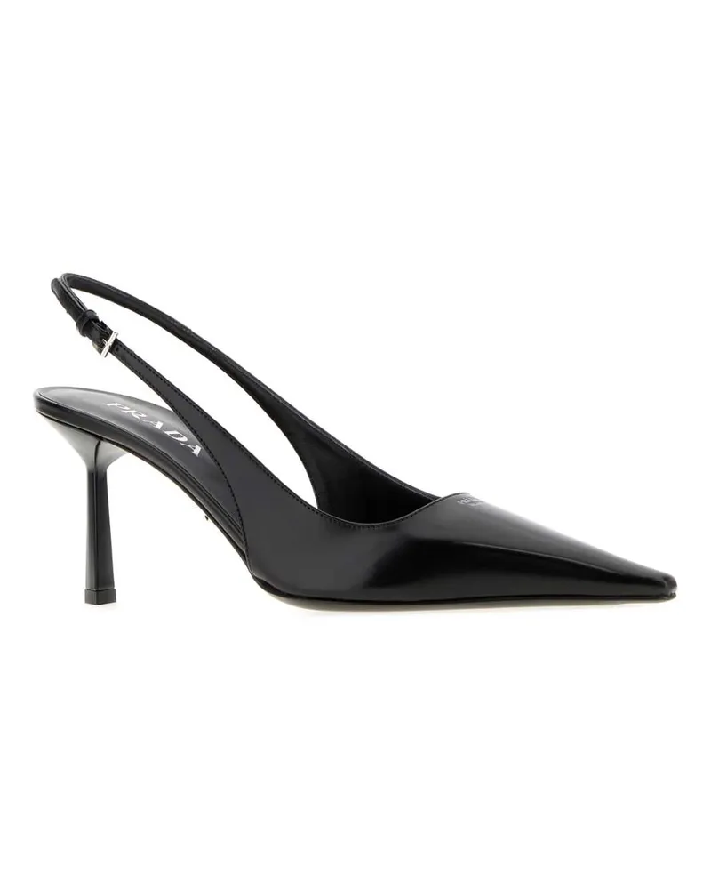 Prada Women's Black Leather Pumps Nero Scarpe Con Tacco High Heel Shoes Black