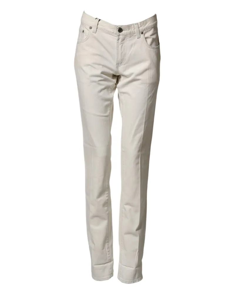Dolce & Gabbana White Cotton Skinny Denim Trouser Men Jeans White