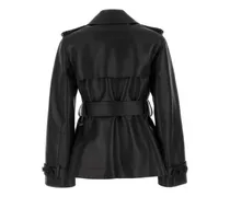 Leather Belted Trench Coat — Black