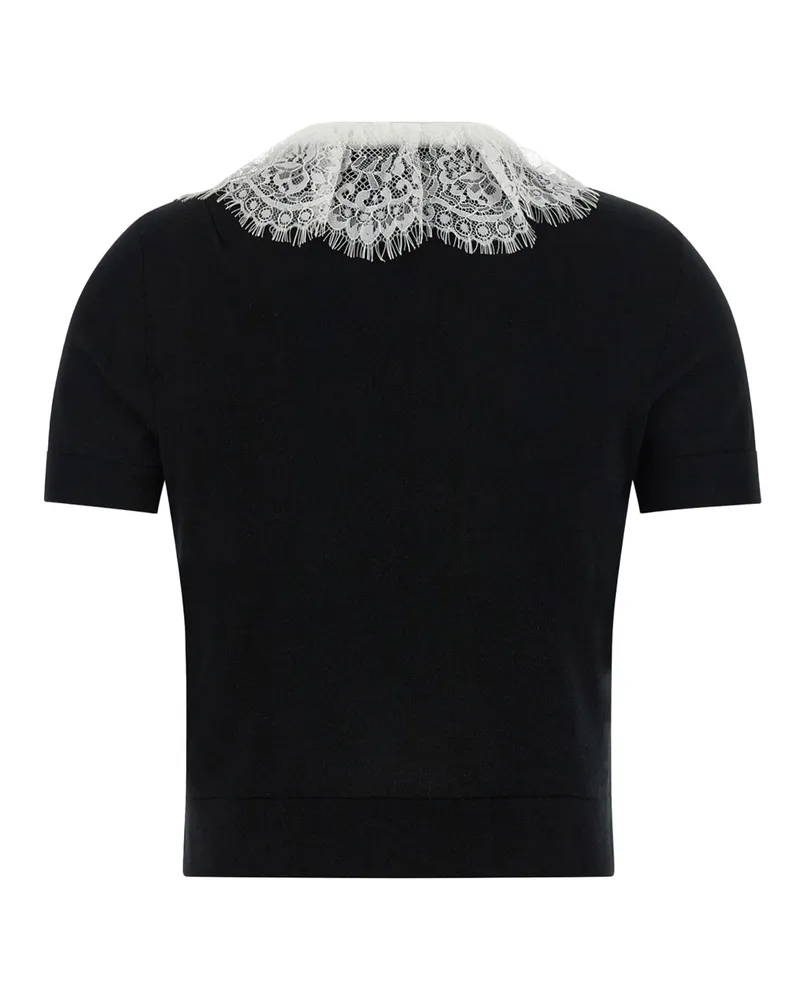Self-Portrait Women Top With Lace Collar Black Main: Wool; Trim 1: Wool Tops Black