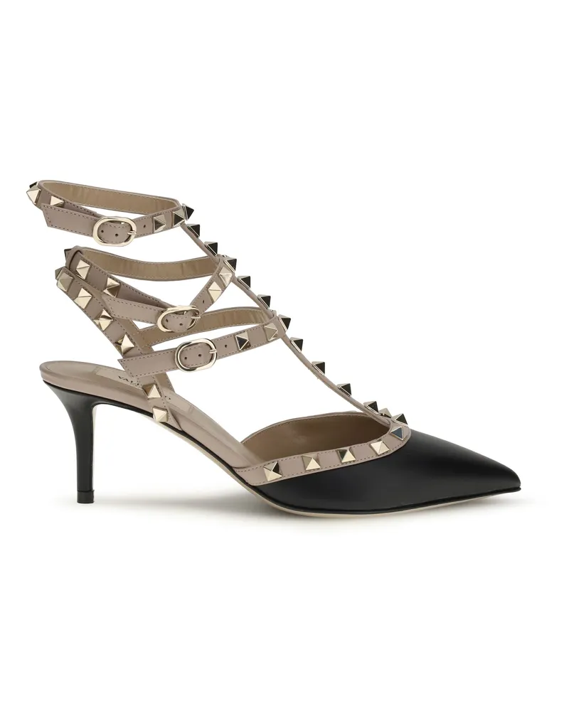 Valentino Garavani Women's Rockstud Pumps Nero-Poudre Calf Leather Bos Taurus Nero/poudre High Heel Shoes Black