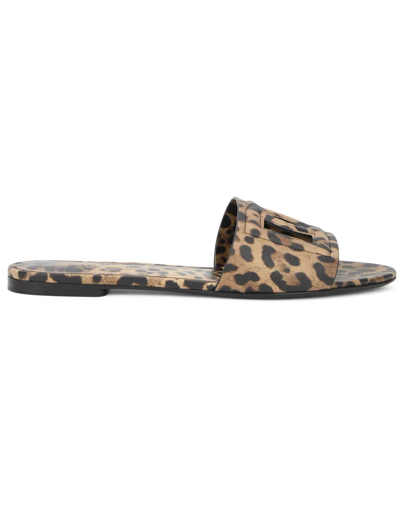 Dolce & Gabbana Women's Slide Sandals Calfskin Brown Brown