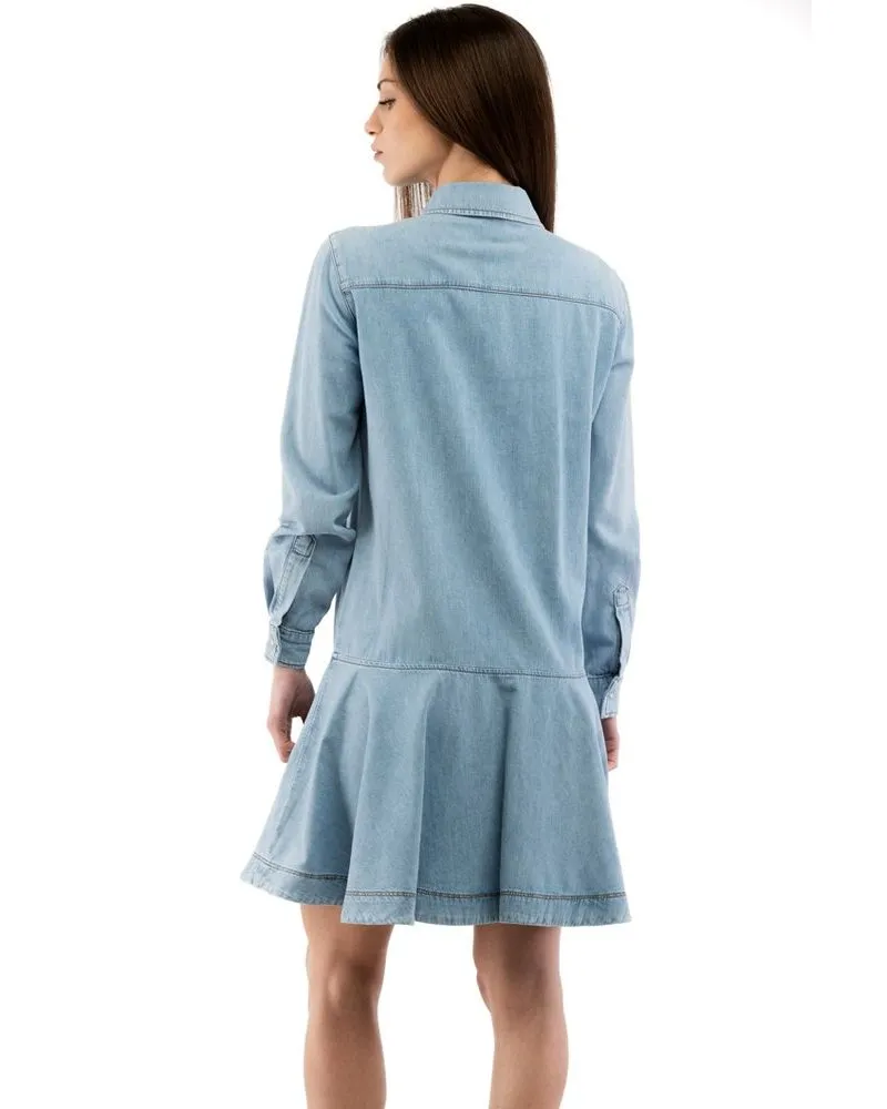 Moschino Ruffled Denim Dress — Blue Blue