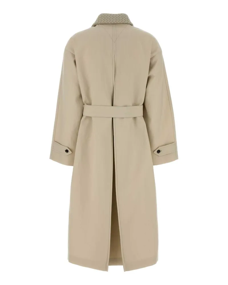Bottega Veneta Women's Embroidered Wool Blend Trench Coat Beige Beige