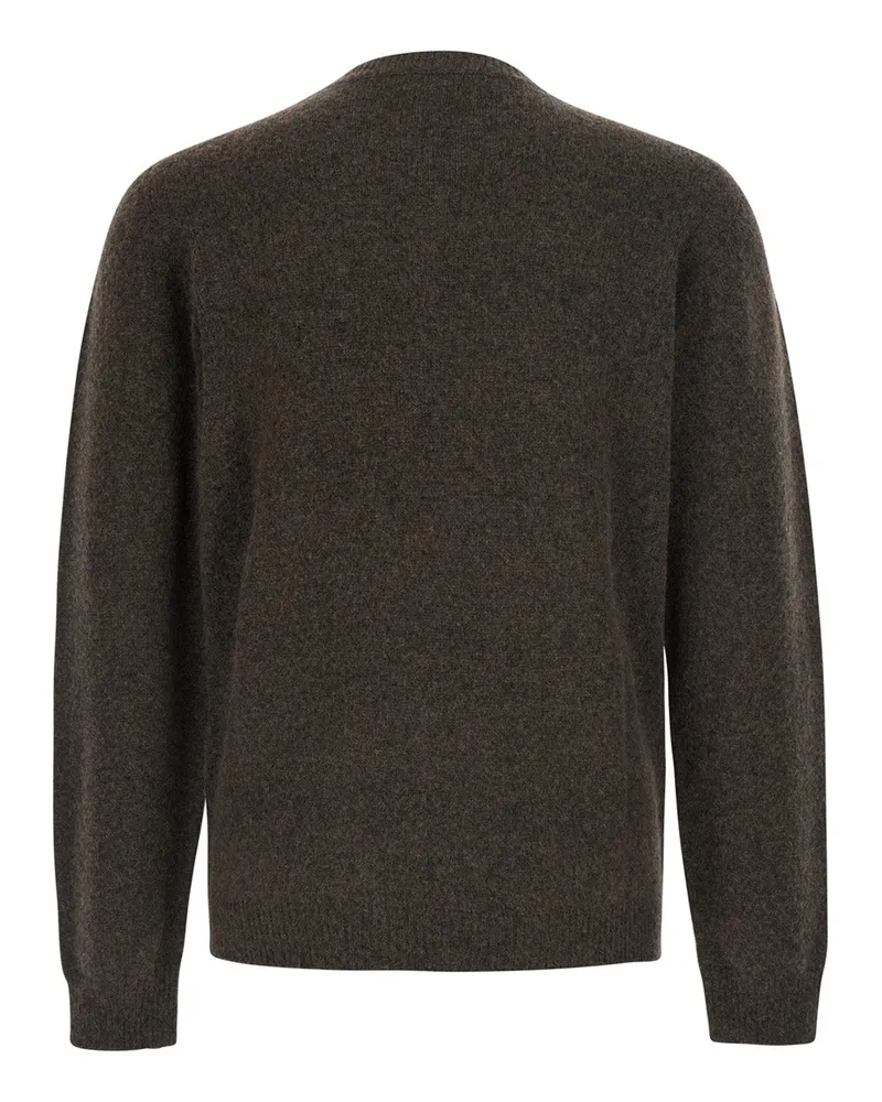 Roberto Collina Men's Crew Neck Sweater Brown Virgin Wool Tops Top Brown