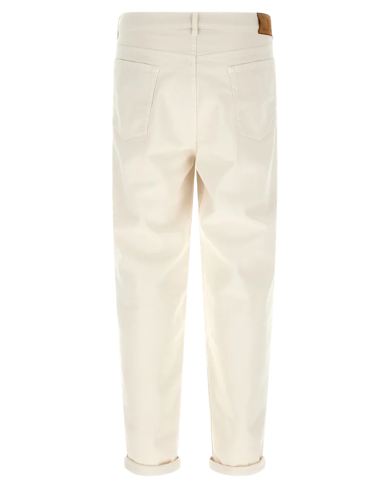Brunello Cucinelli Men's White Cotton Relaxed Fit Jeans Clothing Beige
