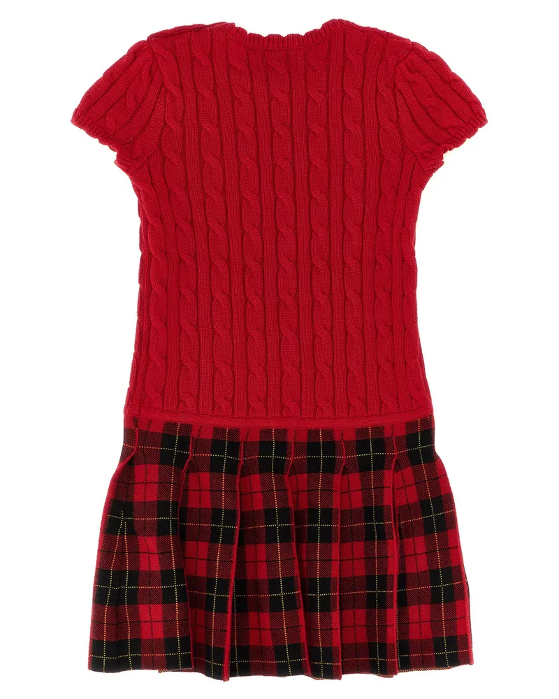 Ralph Lauren Braided Knit and Tartan Dress — Red Red