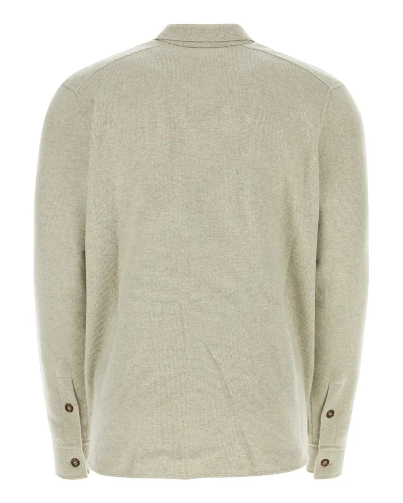 Le Kasha 1918 Men's Light Grey Cashmere Cardigan Pebble Exterior: Organic Maglieria Gray