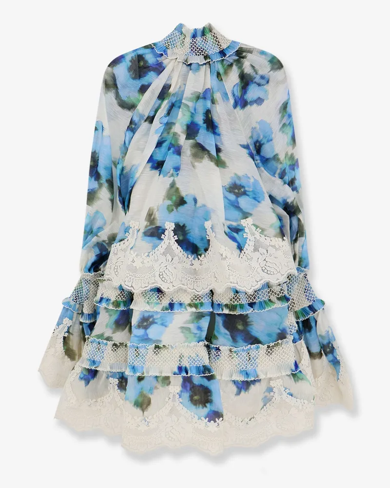 Zimmermann Women's Mini Dress Alchemy Blue Linen Blue