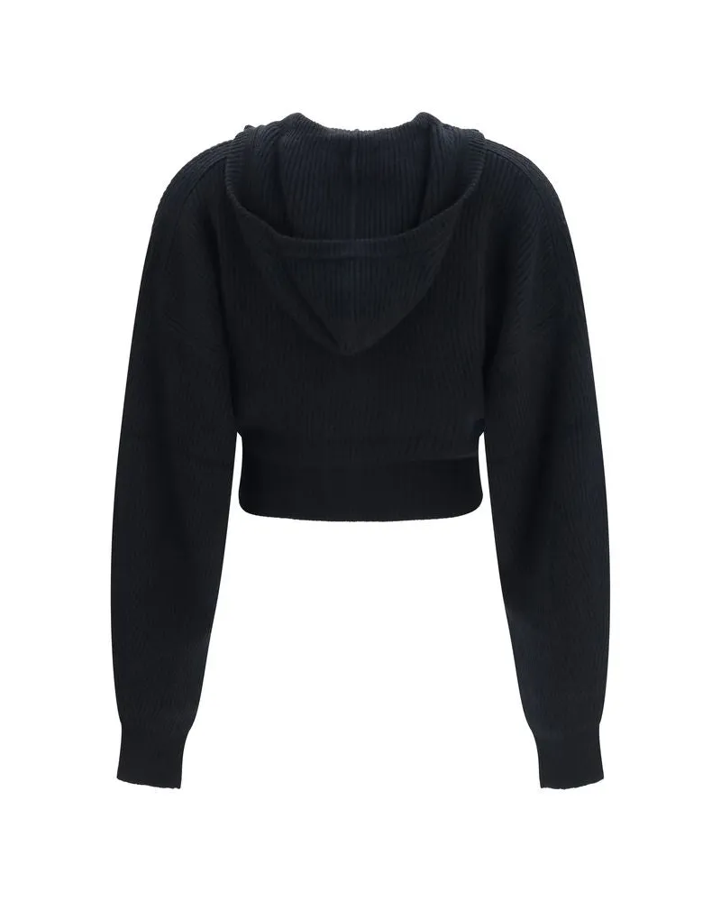 Max Mara Ribbed Wool Blend Cardigan — Black Black