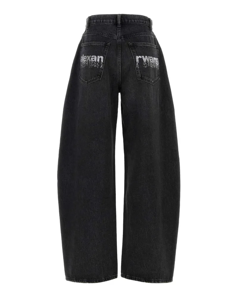 Alexander Wang Women's Black Denim Wide-Leg Jeans Greyaged Exterior: Cotton Black